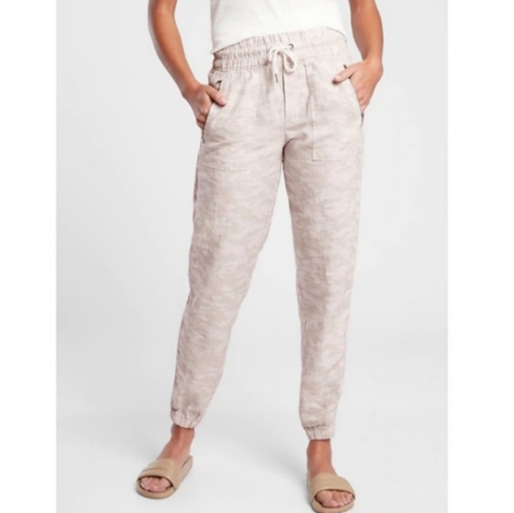 ❤️ ATHLETA CABO TIDE LINEN CAMO HIGH RISE JOGGER PANTS, 10 (30)
